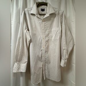 Croft & Barrow White Button Down Shirt with Blue Dots